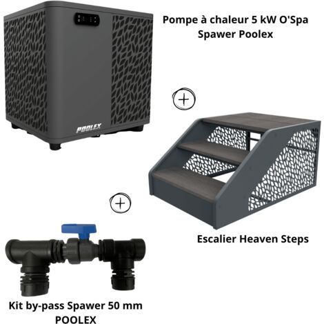Pack transformation SPA pompe à chaleur 5 Kw + by-pass + escalier