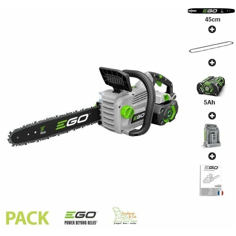 Pack tronconneuse sans fil avec batterie et chargeur guide Oregon 45 cm Ego Power+ CS1800E - Gris