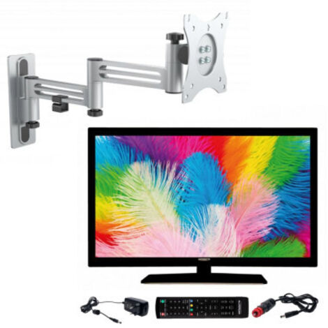 Pack TV LED 21.5" Full HD 12V – Support TV double bras 180° – Compatible 12/24/220V – Tuner DVB-T2 – Antarion