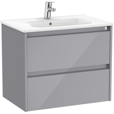 Pack Unik 2 tiroirs + meuble lavabo TENET - ROCA Couleur : Gris brillant - Dimensions : 685x460x565 mm