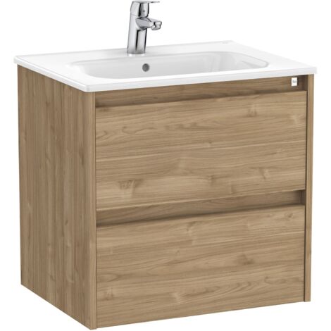 Pack Unik 2 tiroirs + meuble lavabo TENET - ROCA Couleur : Noyer - Dimensions : 585x460x565 mm