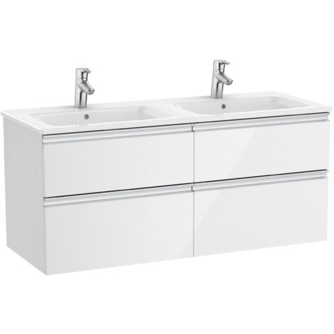 Pack Unik 4 tiroirs + double lavabo THE GAP - ROCA Couleur : Blanc brillant