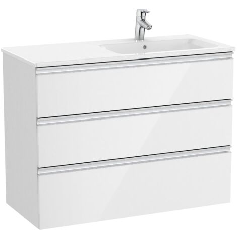 Pack Unik Elément bas 3 tiroirs + lavabo à droite THE GAP - ROCA Couleur : Blanc brillant