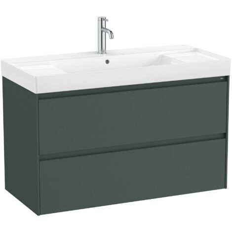 Pack Unik élément bas avec 2 tiroirs + lavabo ONA - ROCA Couleur : Vert mat