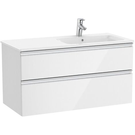 Pack Unik élément bas avec 2 tiroirs + lavabo THE GAP - ROCA Couleur : Chêne City texturé - Dimensions : 805x460x537 mm - Position du lavabo : Gauche