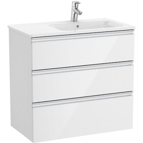Pack Unik élément bas avec 3 tiroirs + lavabo THE GAP - ROCA Couleur : frêne nordique - Position du lavabo : Droite