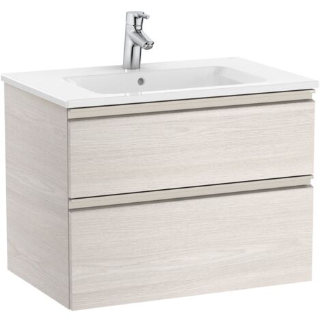 Pack Unik élément bas avec deux tiroirs + lavabo central THE GAP - ROCA Couleur : frêne nordique - Dimensions : 705x460x537 mm