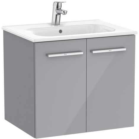 Pack Unik élément bas avec portes + lavabo VICTORIA - ROCA Couleur : Gris brillant
