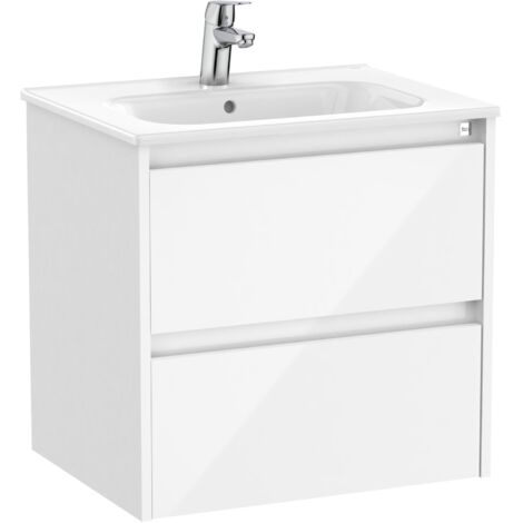 Pack Unik Meuble 2 tiroirs + lavabo TENET - ROCA Couleur : Blanc brillant - Dimensions : 585x460x565 mm