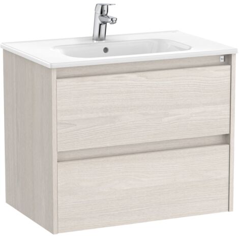 Pack Unik Meuble 2 tiroirs + lavabo TENET - ROCA Couleur : frêne nordique - Dimensions : 685x460x565 mm