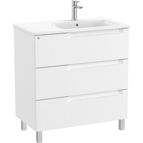 Pack Unik Meuble 3 tiroirs + lavabo à droite ALEYDA - ROCA Couleur : Blanc mat - Dimensions : 805x460x740 mm