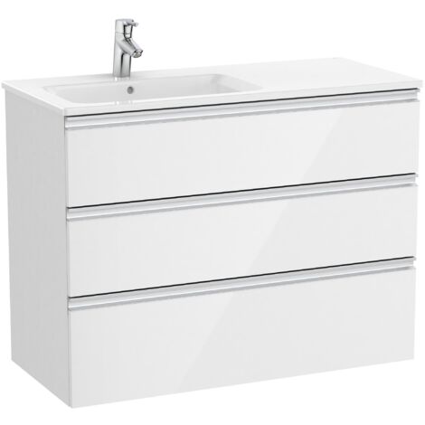 Pack Unik Meuble 3 tiroirs + lavabo gauche THE GAP - ROCA Couleur : Blanc brillant