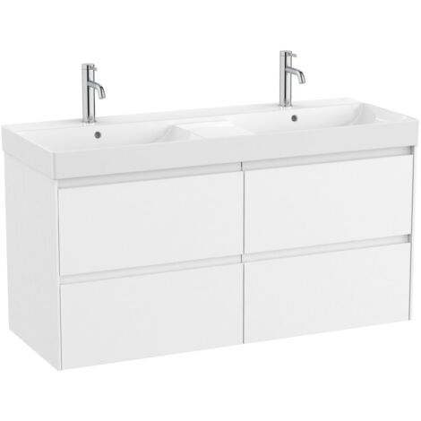 Pack Unik Meuble 4 tiroirs + double lavabo ONA - ROCA Couleur : Blanc mat