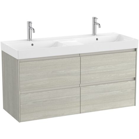 Pack Unik Meuble 4 tiroirs + double lavabo ONA - ROCA Couleur : Chêne clair