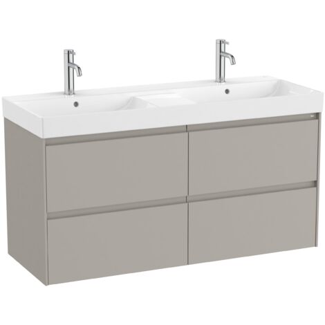Pack Unik Meuble 4 tiroirs + double lavabo ONA - ROCA Couleur : Gris sablé