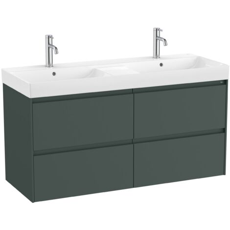 Pack Unik Meuble 4 tiroirs + double lavabo ONA - ROCA Couleur : Vert mat
