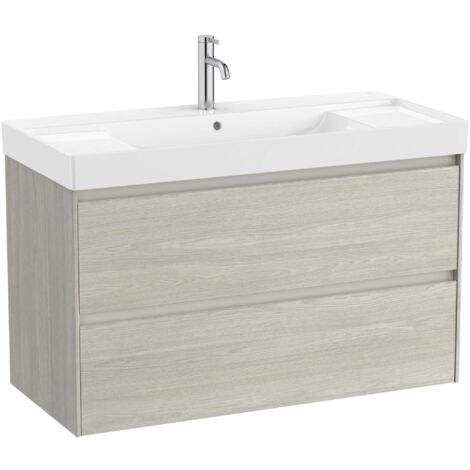 Pack Unik Meuble bas 2 tiroirs + lavabo ONA - ROCA Couleur : Chêne clair