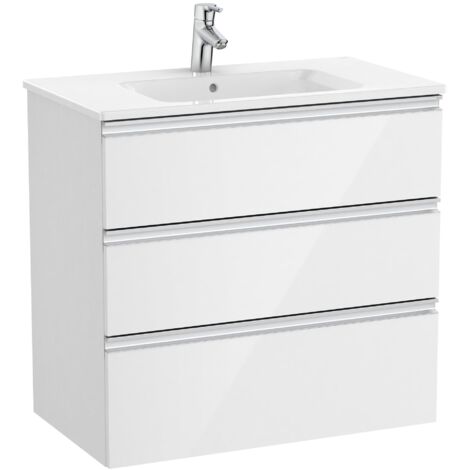 Pack Unik meuble bas 3 tiroirs + lavabo central THE GAP - ROCA Couleur : Blanc brillant - Dimensions : 805x460x763 mm