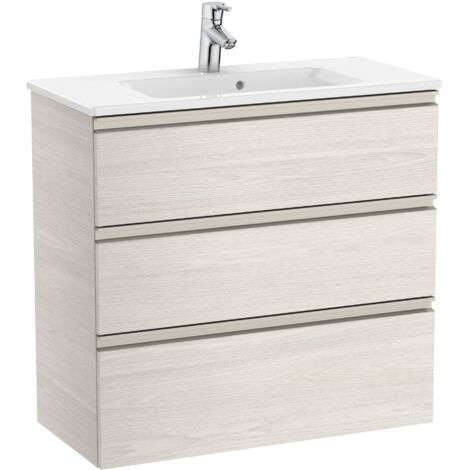 Pack Unik meuble bas compact 3 tiroirs + lavabo THE GAP - ROCA Couleur : frêne nordique - Dimensions : 805x380x759 mm