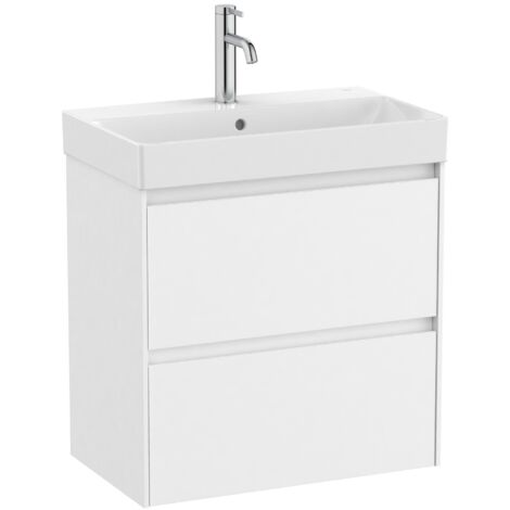 Pack Unik meuble bas compact avec 2 tiroirs + lavabo ONA - ROCA Couleur : Blanc mat - Dimensions : 600x360x645 mm