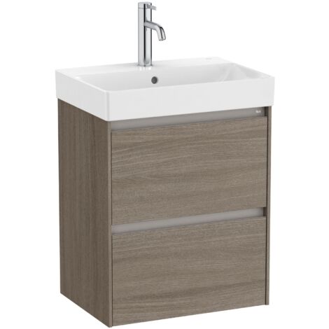 Pack Unik meuble bas compact avec 2 tiroirs + lavabo ONA - ROCA Couleur : Orme foncé - Dimensions : 500x360x645 mm