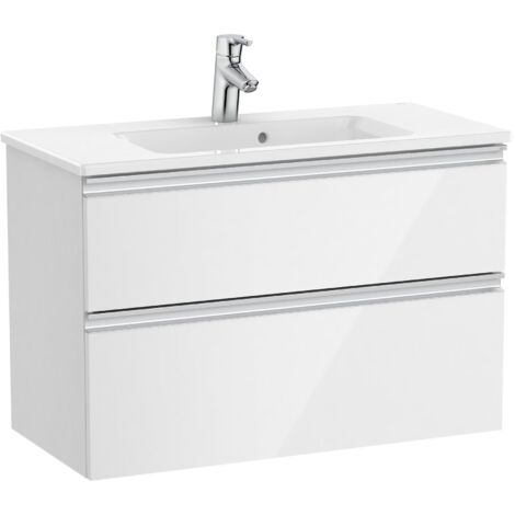 Pack Unik meuble bas compact avec 2 tiroirs + lavabo THE GAP - ROCA Couleur : Blanc brillant - Dimensions : 805x380x537 mm