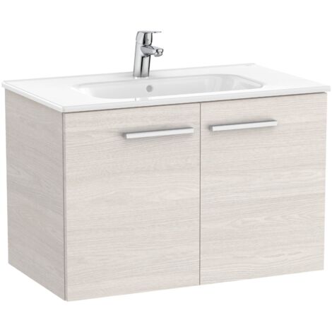 Pack Unik meuble sous-vasque avec portes + lavabo VICTORIA - ROCA Couleur : Frêne nordique
