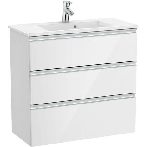 ROCA VICTORIA-FAMILY UNIK Mueble+Lavabo 3 Cajones Blanco Brillo — Bañoidea