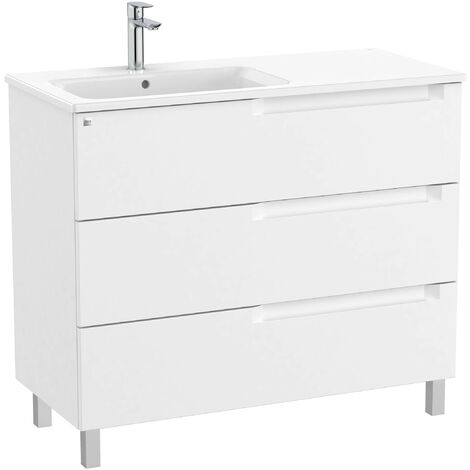 Pack Unik mueble de 3 cajones + lavabo a la izquierda ALEYDA - ROCA Color: Blanco mate - Medidas: 1005x460x740 mm