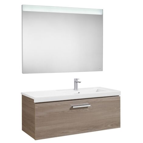 Pack Unik PRISMA 1100 meuble 1 tiroir lavabo à droite miroir LED-Frêne - Roca