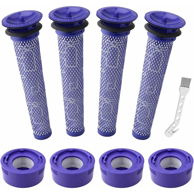 Pack Vacuum Filter Replacement Kits for Dyson V7, V8 Animal and V8 Absolute Cordless Vacuum Cleaner, 4 Filters, 4 Pre-Filters, Replaces Part No.