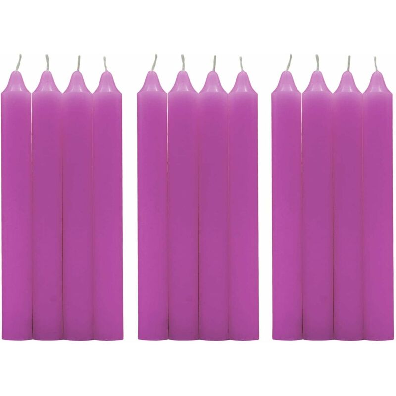 

Lumar - Pack Velas de mesa Cilíndricas sin perfume 17.5 cm Cera de parafina con mechas de Algodón Velas Largas de colores (LILA, 12 VELAS)