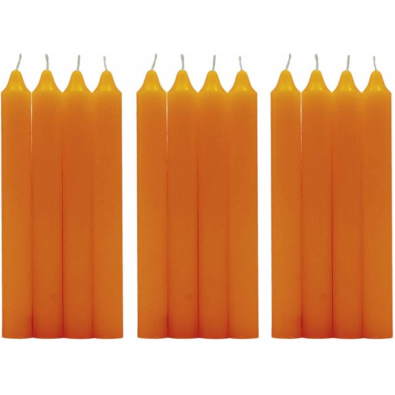 

Lumar - Pack Velas de mesa Cilíndricas sin perfume 17.5 cm Cera de parafina con mechas de Algodón Velas Largas de colores (NARANJA, 12 VELAS)