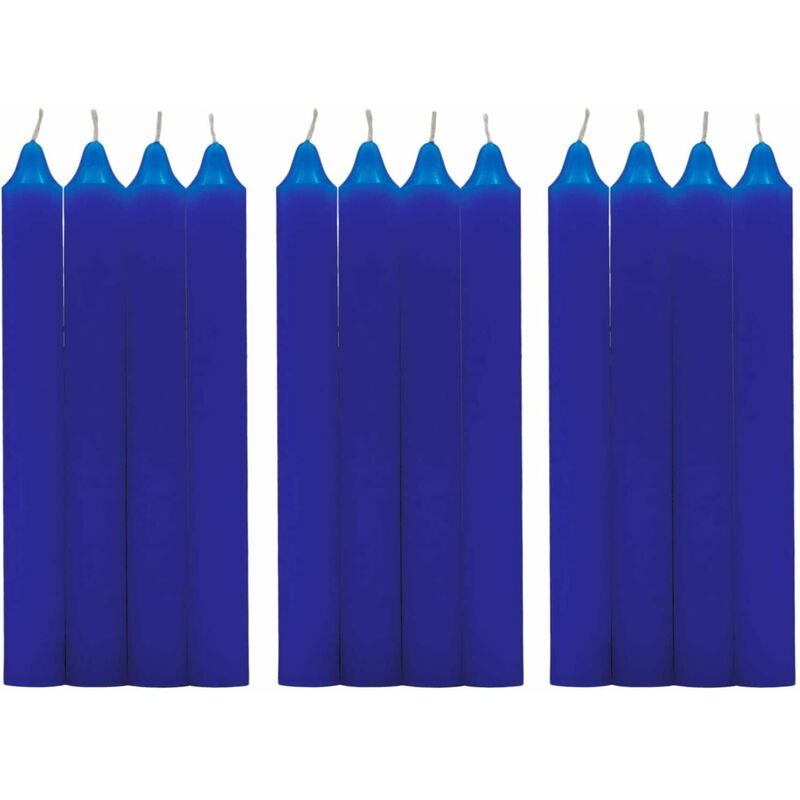 

Pack Velas de mesa Cilíndricas sin perfume 17.5 cm Cera de parafina con mechas de Algodón Velas Largas de colores (AZUL, 24 VELAS)