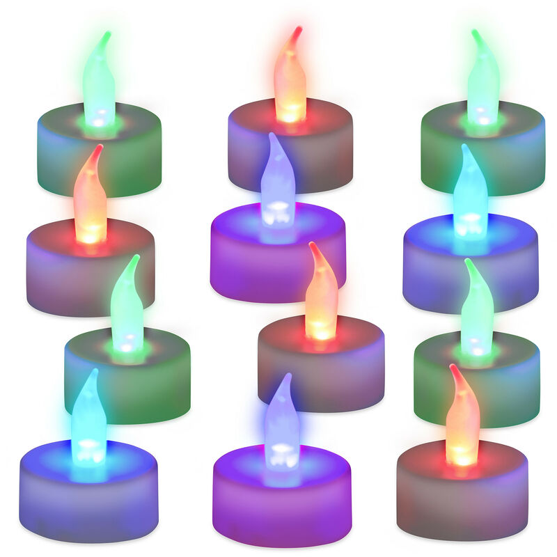 

Pack Velas Led Colores, Plástico, Varios Colores, 12 Unidades