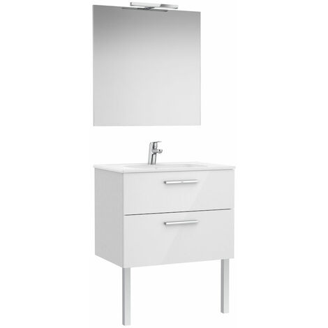 ROCA VICTORIA-FAMILY UNIK Mueble+Lavabo 3 Cajones Blanco Brillo — Bañoidea