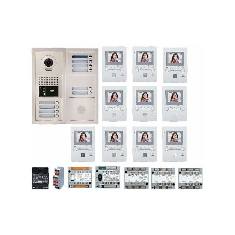 Aiphone - Pack vidéo GTBV10E, 10 boutons avec 10 moniteurs GT1M3 programmés