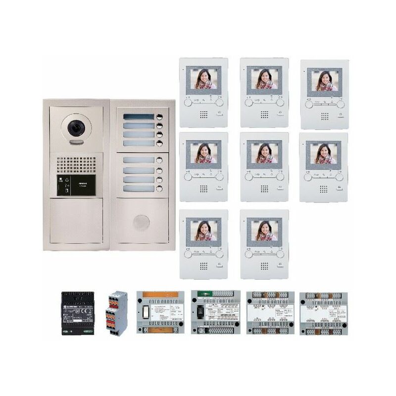 Aiphone - Pack vidéo GTBV8E 8 boutons avec 8 moniteurs GT1M3 programmés