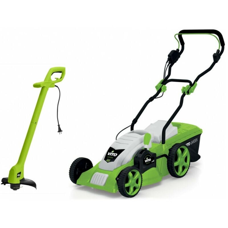 Tondeuse electrique 1800W Moteur induction coupe 42 cm + Coupe bordure 250W Tête Automatique Pack Vito