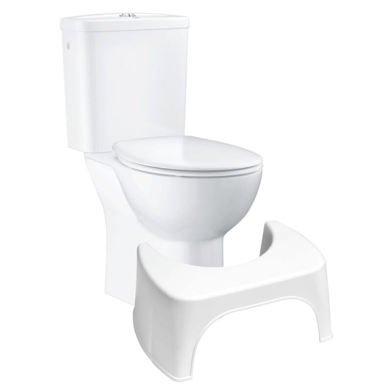 Pack wc avec bride à poser Grohe Bau Ceramic + Tabouret physiologique plastique Blanc