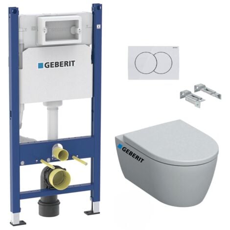 Pack WC Bati-support Geberit Duofix  + WC Geberit sans bride iCon + Abattant softclose + Plaque blanche (iConGeb3)