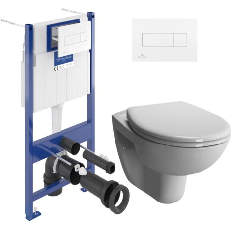 Pack WC Bâti-support Villeroy & Boch Viconnect + WC Vitra Normus + Abattant softclose + Plaque blanche