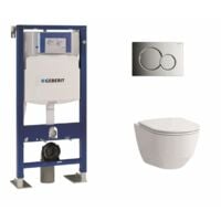 Pack WC Geberit UP320 + Cuvette sans bride Rimless + plaque sigma CHR brillante