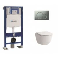 Pack WC Geberit UP320 + cuvette sans bride Rimless + plaque Sigma CHR mate