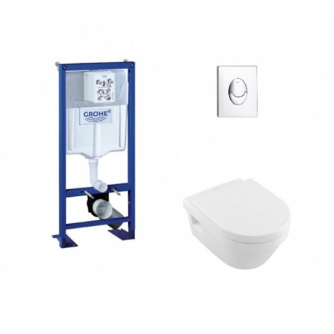 Pack WC Grohe Rapid SL + Cuvette Architectura TwistFlush + Plaque Chromée