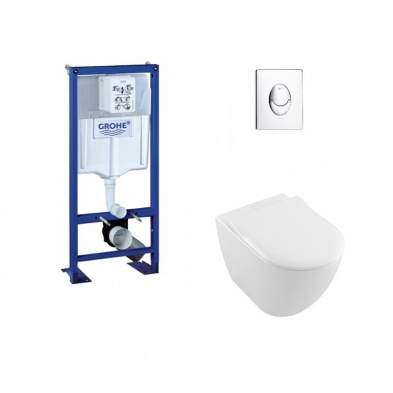 Pack wc Grohe Rapid sl + Cuvette Subway 2.0 Villeroy + Plaque Chromée