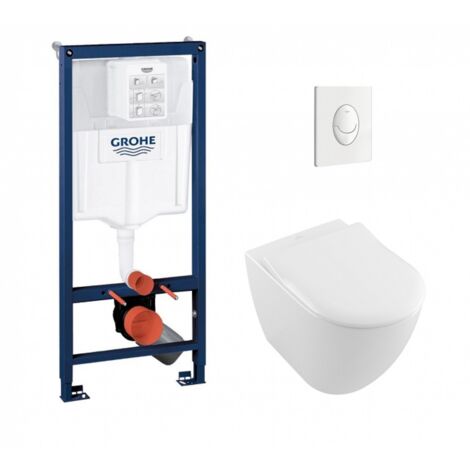 Pack WC Grohé Rapid SL Mural + Cuvette Subway 2.0 sans bride + Plaque Blanche