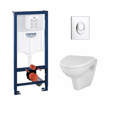 Pack Grohé Rapid SL Mural + Cuvette Villeroy et Boch O'Novo + Plaque de commande