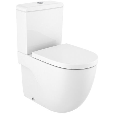 Pack WC "Meridian" sans bride compacte, sortie Duale avec réservoir attenant et abattant double frein de chute en Supralit blanc