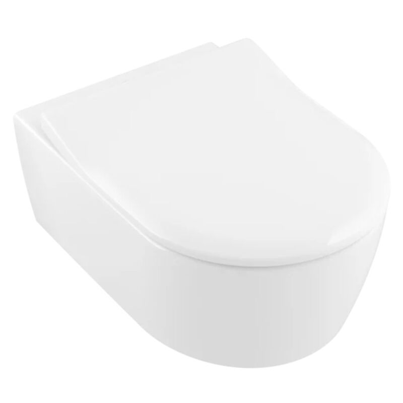 Villeroy&boch - Avento Combipack wc suspendu sans bride à fond creux DirectFlush + Abattant slim amovible avec frein de chute, Blanc (5656FS01)